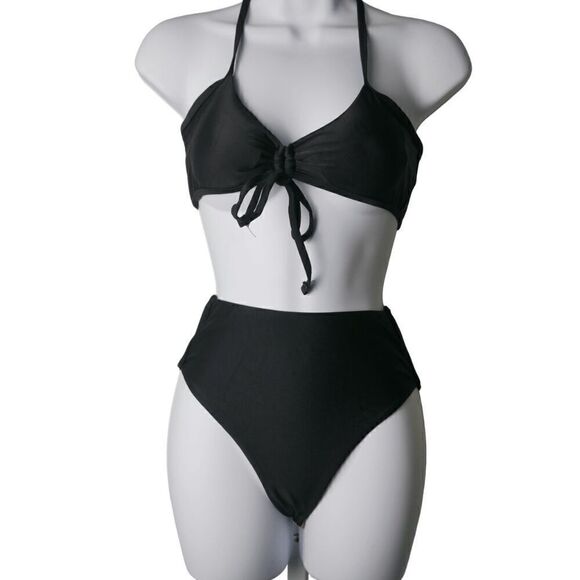 Magnolia Place Women's High Waisted Tummy Control Halter 2-Piece Bikini SET S - Picture 1 of 5
